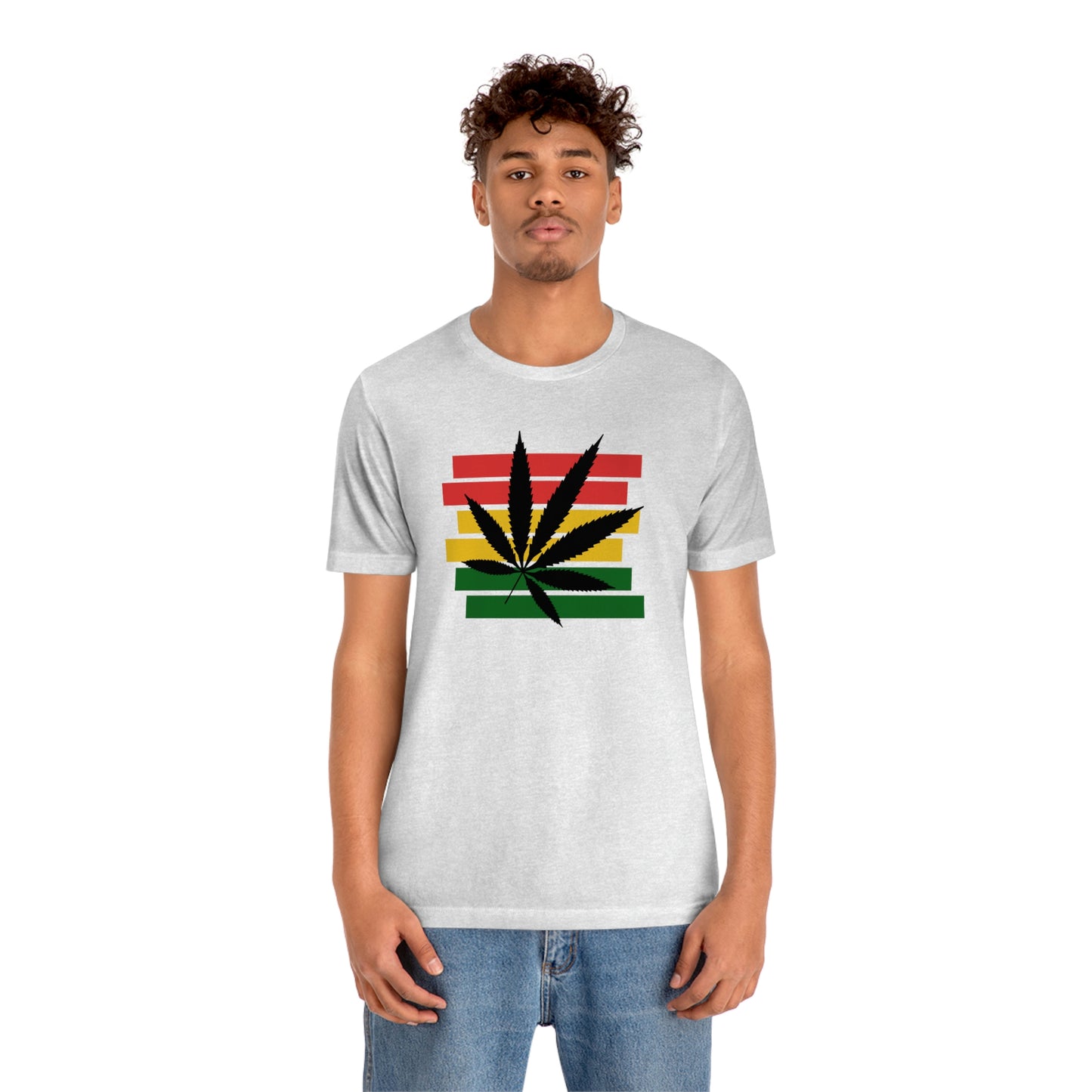 Pot Leaf With Classic Colors, Yellow, Green, Yellow, Unisex Jersey Short Sleeve Tee