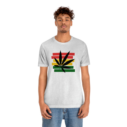 Pot Leaf With Classic Colors, Yellow, Green, Yellow, Unisex Jersey Short Sleeve Tee