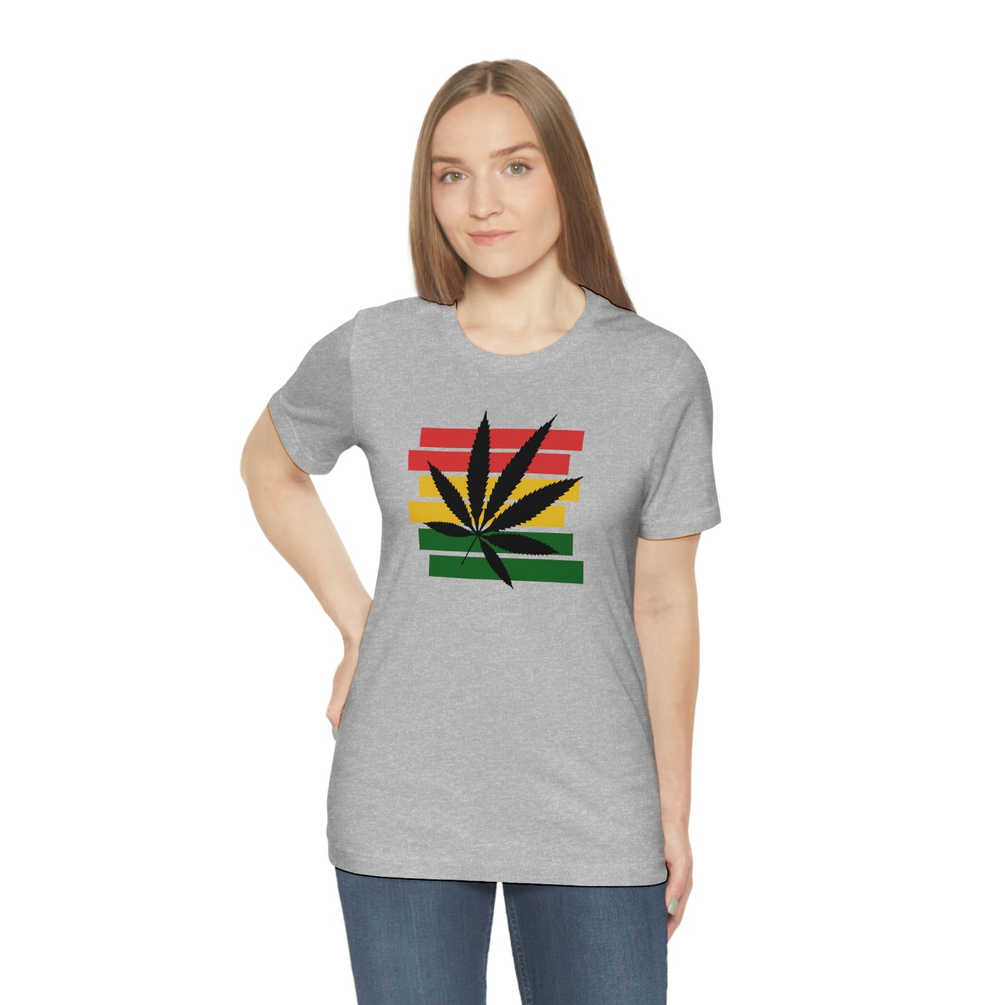 Pot Leaf With Classic Colors, Yellow, Green, Yellow, Unisex Jersey Short Sleeve Tee