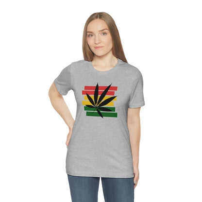 Pot Leaf With Classic Colors, Yellow, Green, Yellow, Unisex Jersey Short Sleeve Tee