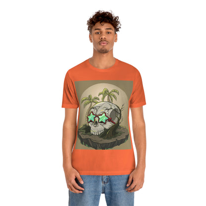 Tropical Island & Skull, Unisex Jersey Short Sleeve Tee