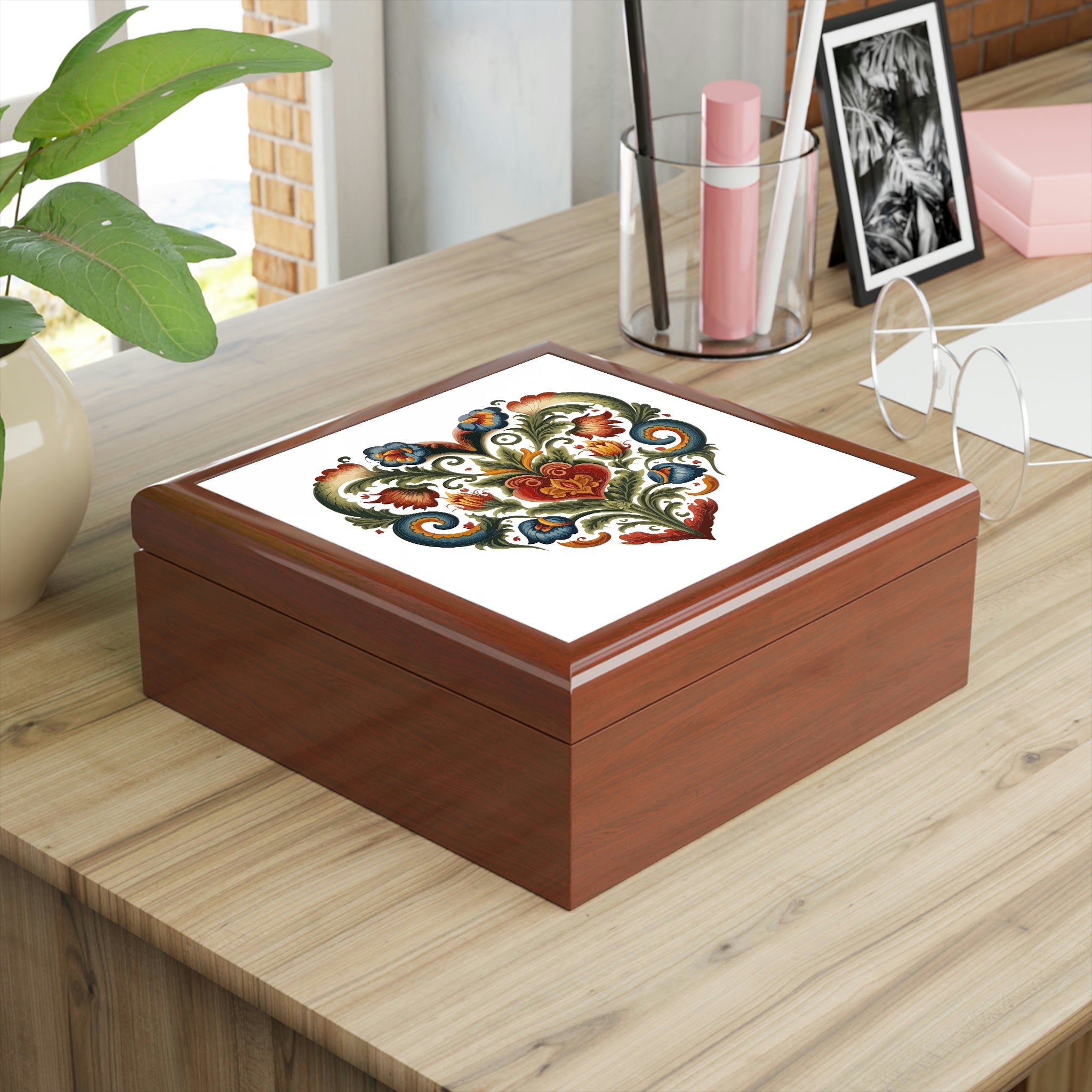 Intricate Hearts by Heron Lake Print 3 Jewelry Box