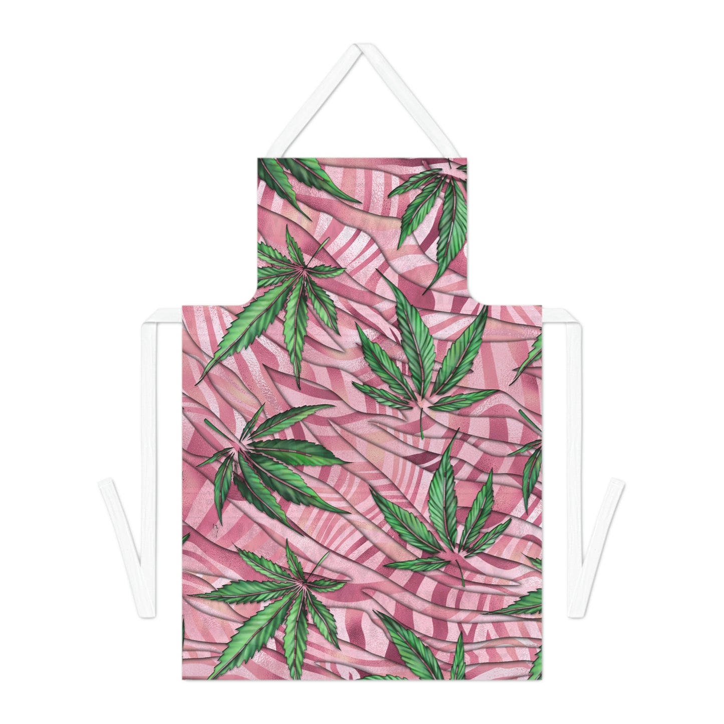 Beautifully Pink And Green Gorgeous Designed Marijuana 420 Weed Leaf Adult Apron