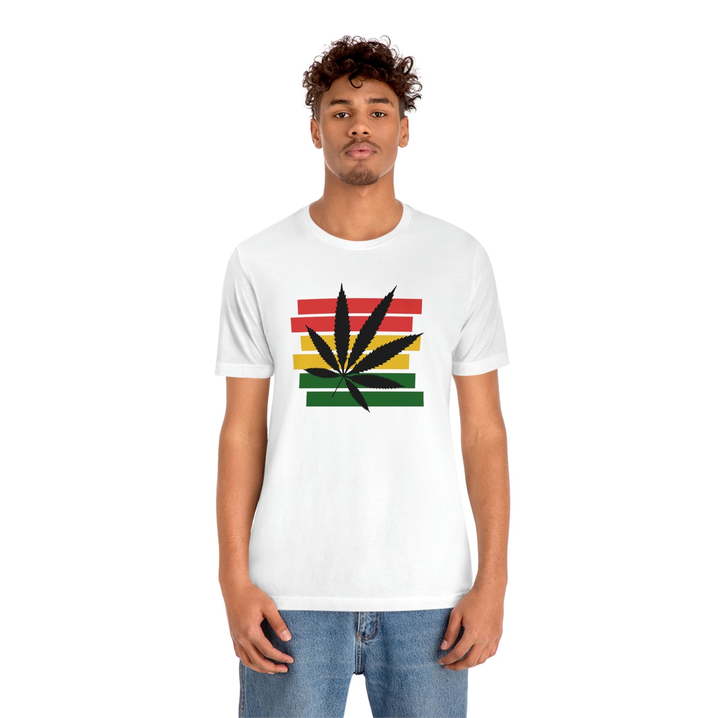 Pot Leaf With Classic Colors, Yellow, Green, Yellow, Unisex Jersey Short Sleeve Tee