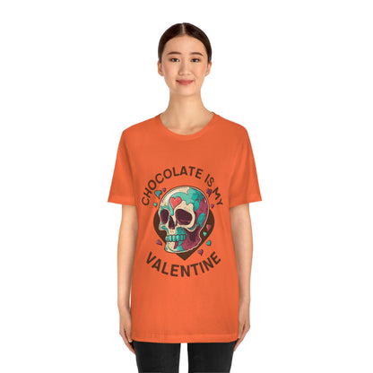 Chocolate Is My Friend My Valentine Skull Unisex Jersey Short Sleeve Tee