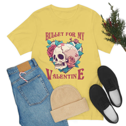 Bullet For My Valentine Skull With Red Roses Unisex Jersey Short Sleeve Tee