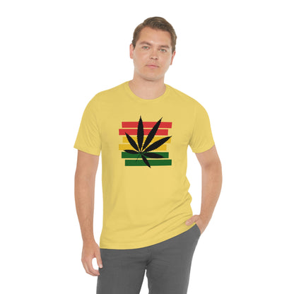 Pot Leaf With Classic Colors, Yellow, Green, Yellow, Unisex Jersey Short Sleeve Tee