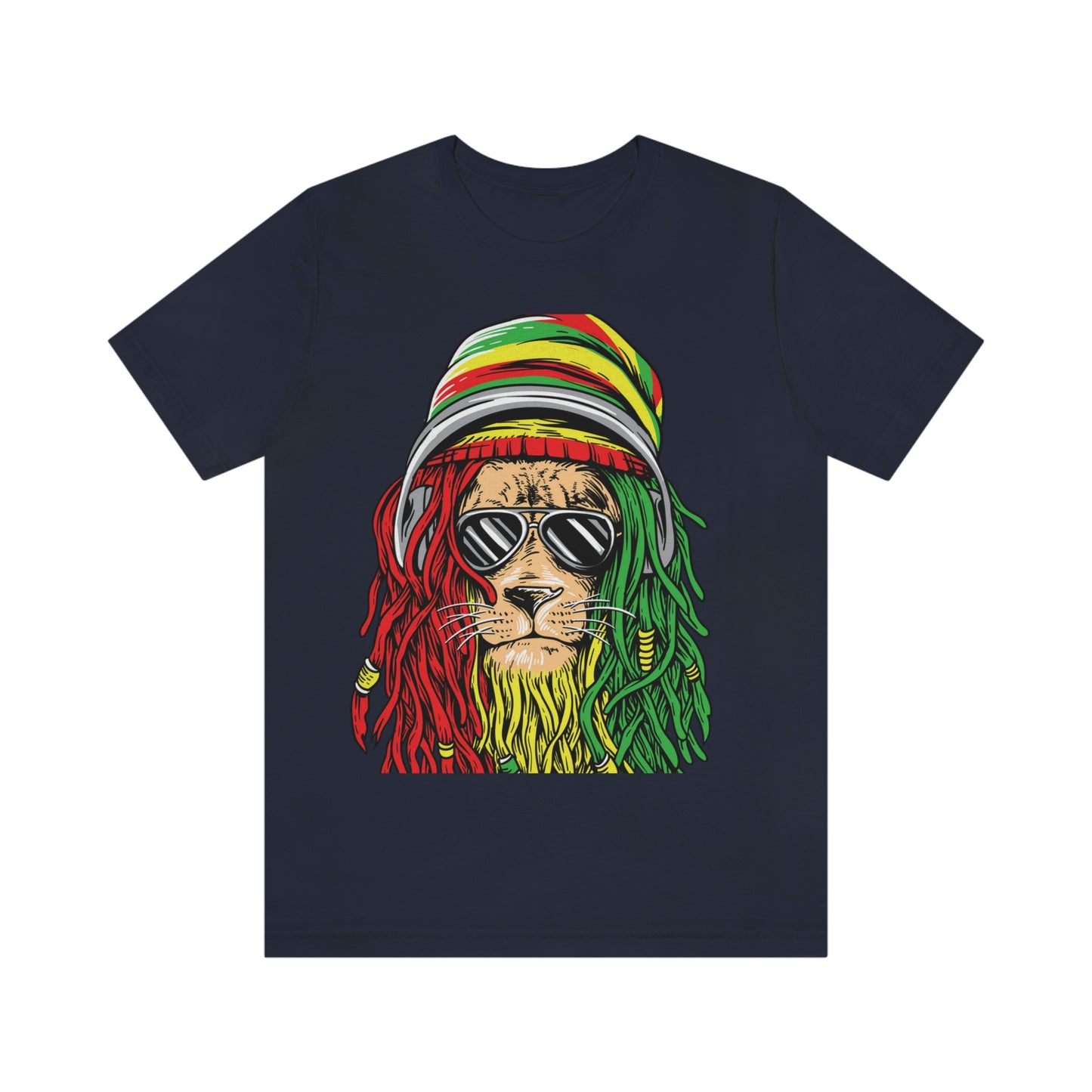 Reggae Lion With Dread locks with Hat, Unisex Jersey Short Sleeve Tee