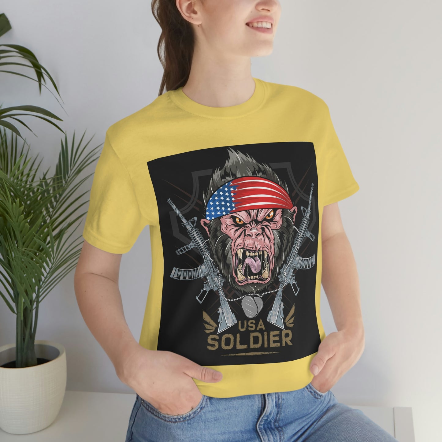 Angry Gorilla USA Soldier, Unisex Jersey Short Sleeve Tee