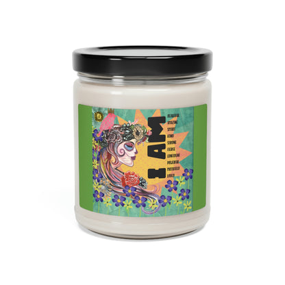 I Am loved, , Skull And Flower Collage Scented Soy Candle, 9oz