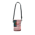 Flag Red, White And Blue Beautiful Red Background With Marijuana Pot Weed 420 Leaf Small Cell Phone Wallet