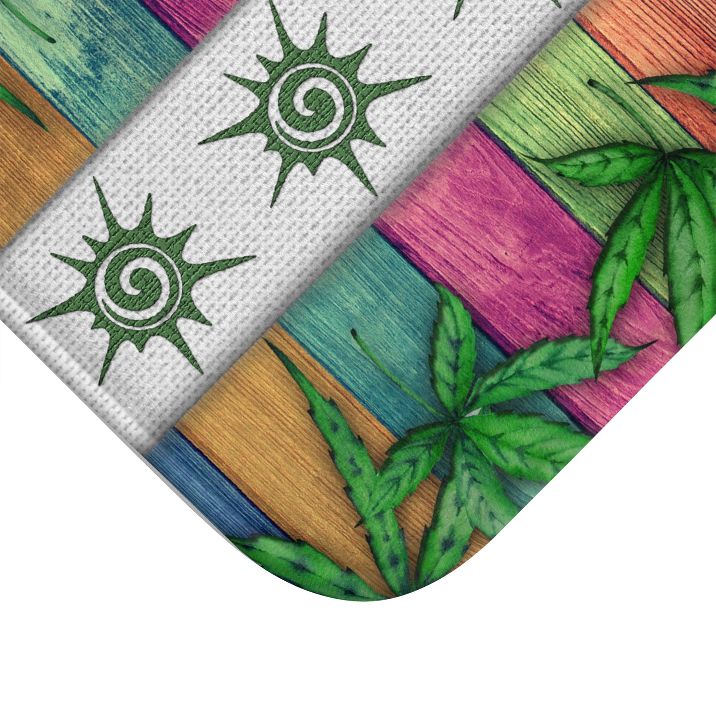 Beautiful Multicolored Pink Purple Blue 420 Weed Marijuana Leaf Bath Mat