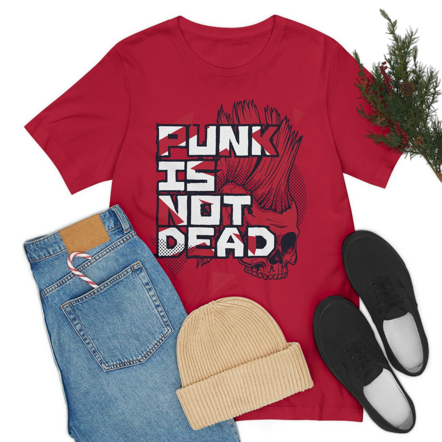 Punk Mohawk Skull, Punk Is Not Dead, Unisex Jersey Short Sleeve Tee