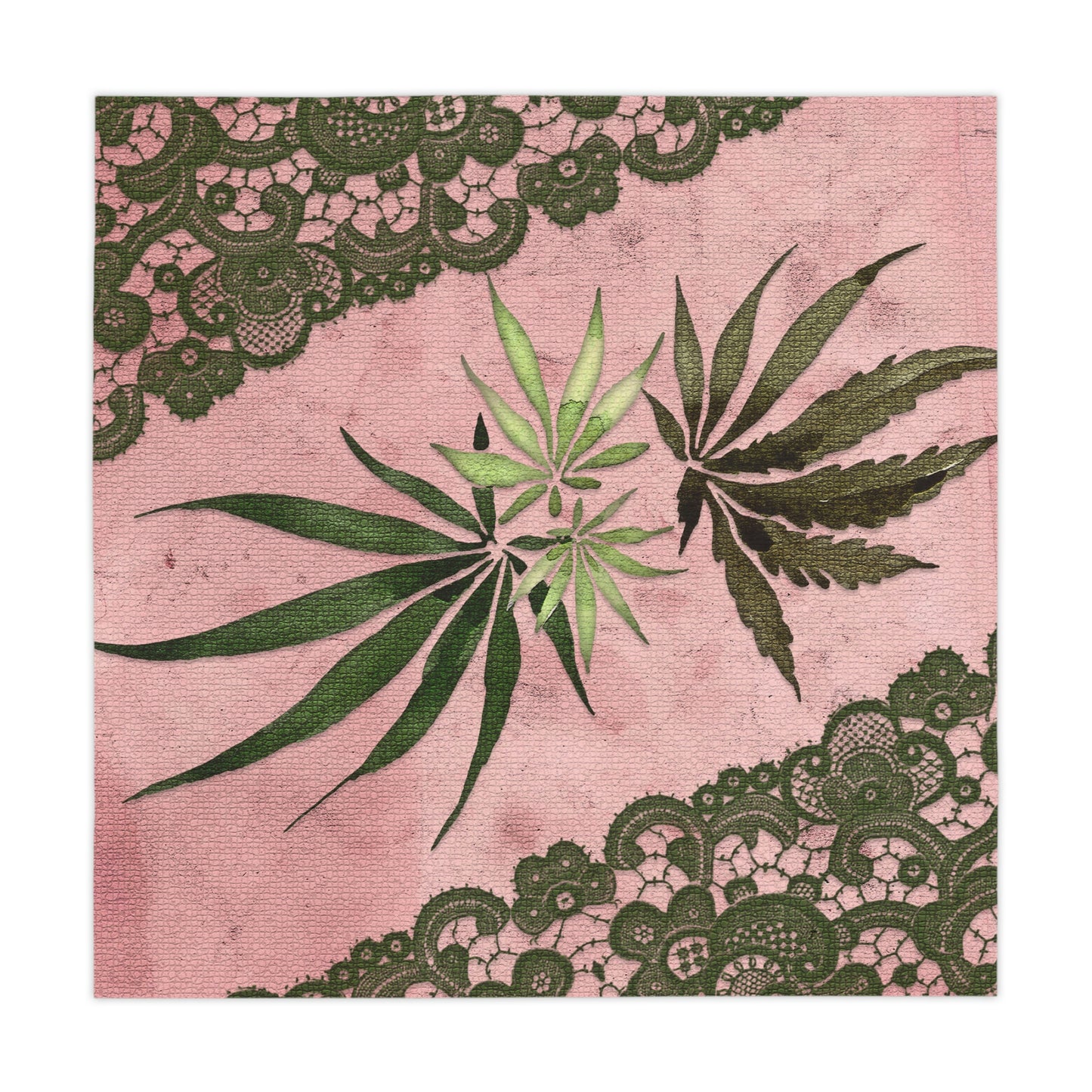 Grey Lace Gorgeous Pink Designed Marijuana 420 Weed Leaf Tablecloth