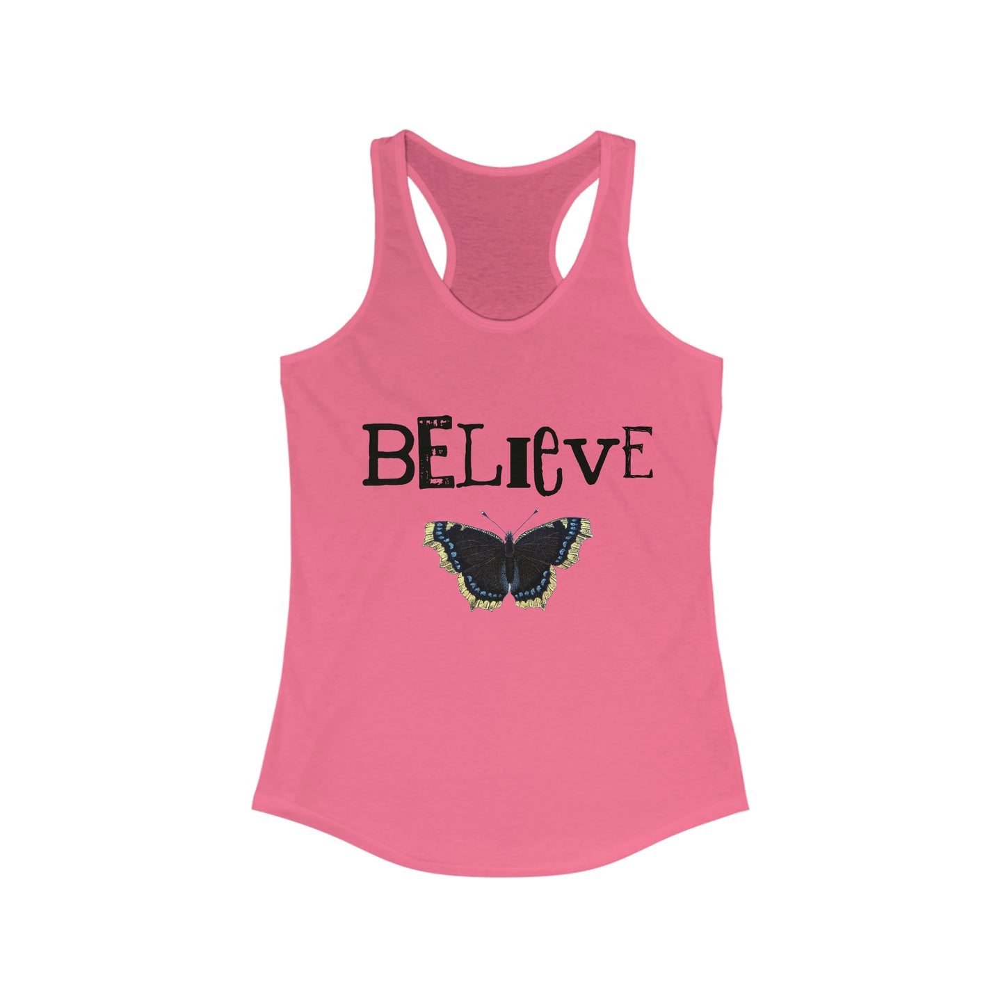 Believe Word With Butterfly Women's Ideal Racerback Tank