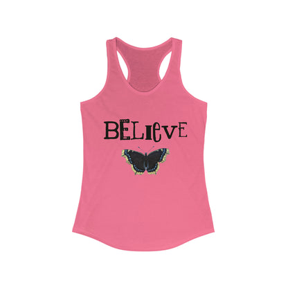 Believe Word With Butterfly Women's Ideal Racerback Tank