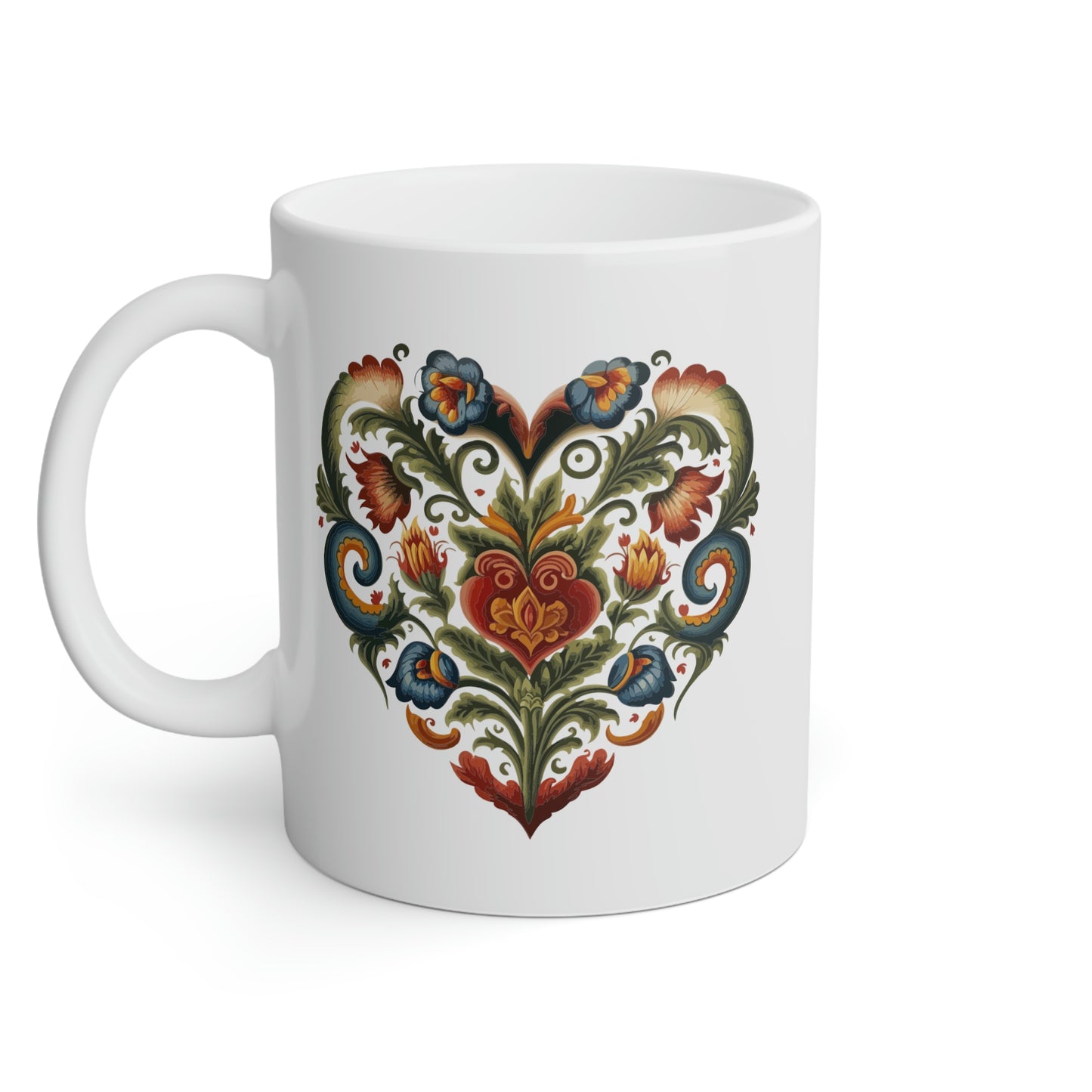 Intricate Hearts by Heron Lake Print 3 White Mug, 11oz