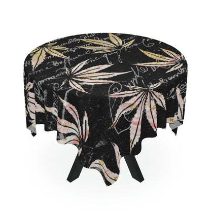 Gold And Black 420 Weed Pot Marijuana Leaf Tablecloth