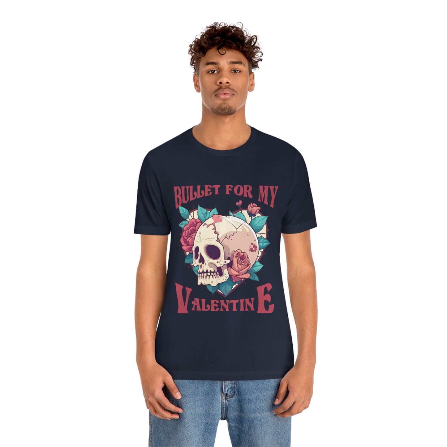 Bullet For My Valentine Skull With Red Roses Unisex Jersey Short Sleeve Tee