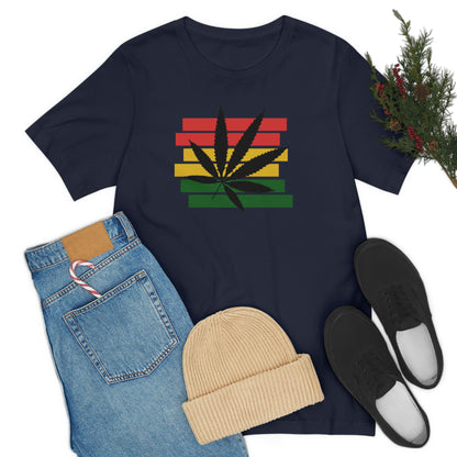 Pot Leaf With Classic Colors, Yellow, Green, Yellow, Unisex Jersey Short Sleeve Tee