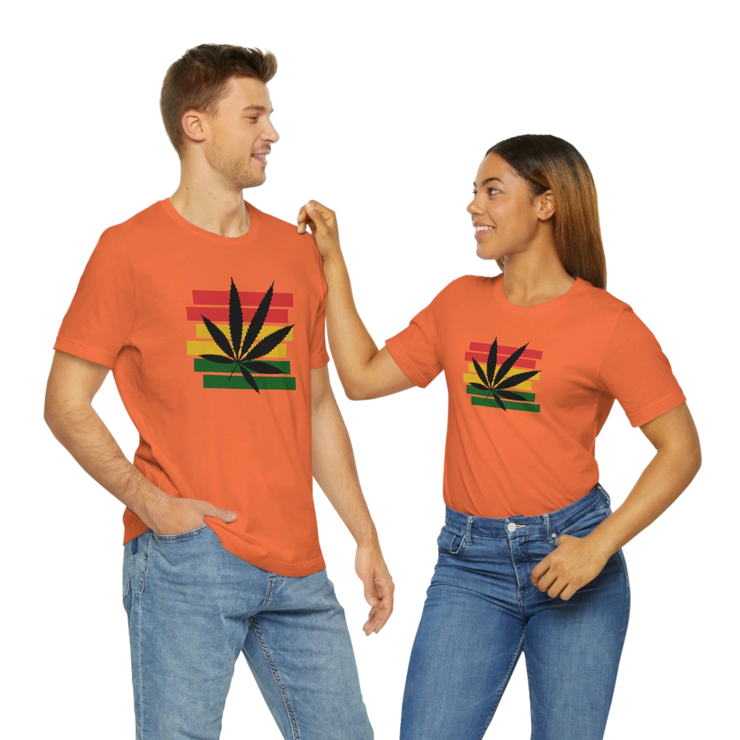 Pot Leaf With Classic Colors, Yellow, Green, Yellow, Unisex Jersey Short Sleeve Tee