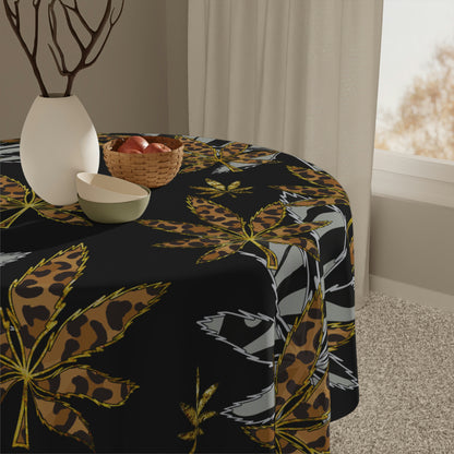 Gold And Zebra Marijuana Pot Weed Leaf 420 Marijuana Tablecloth