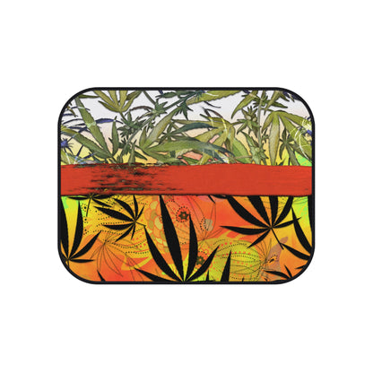 Beautiful Redish Orange Banded Marijuana 420 Pot Weed Leaf Mats (Set of 4)