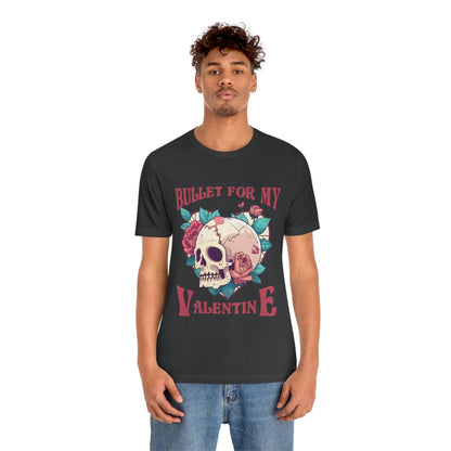 Bullet For My Valentine Skull With Red Roses Unisex Jersey Short Sleeve Tee