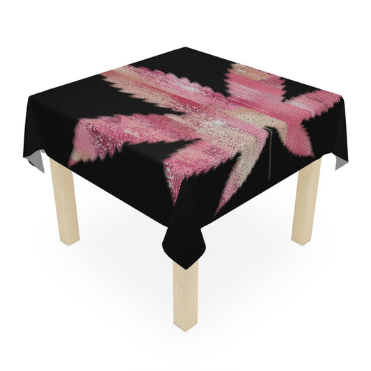 Sassy Single Pink Marijuana 420 Weed Leaf With Black Background Tablecloth