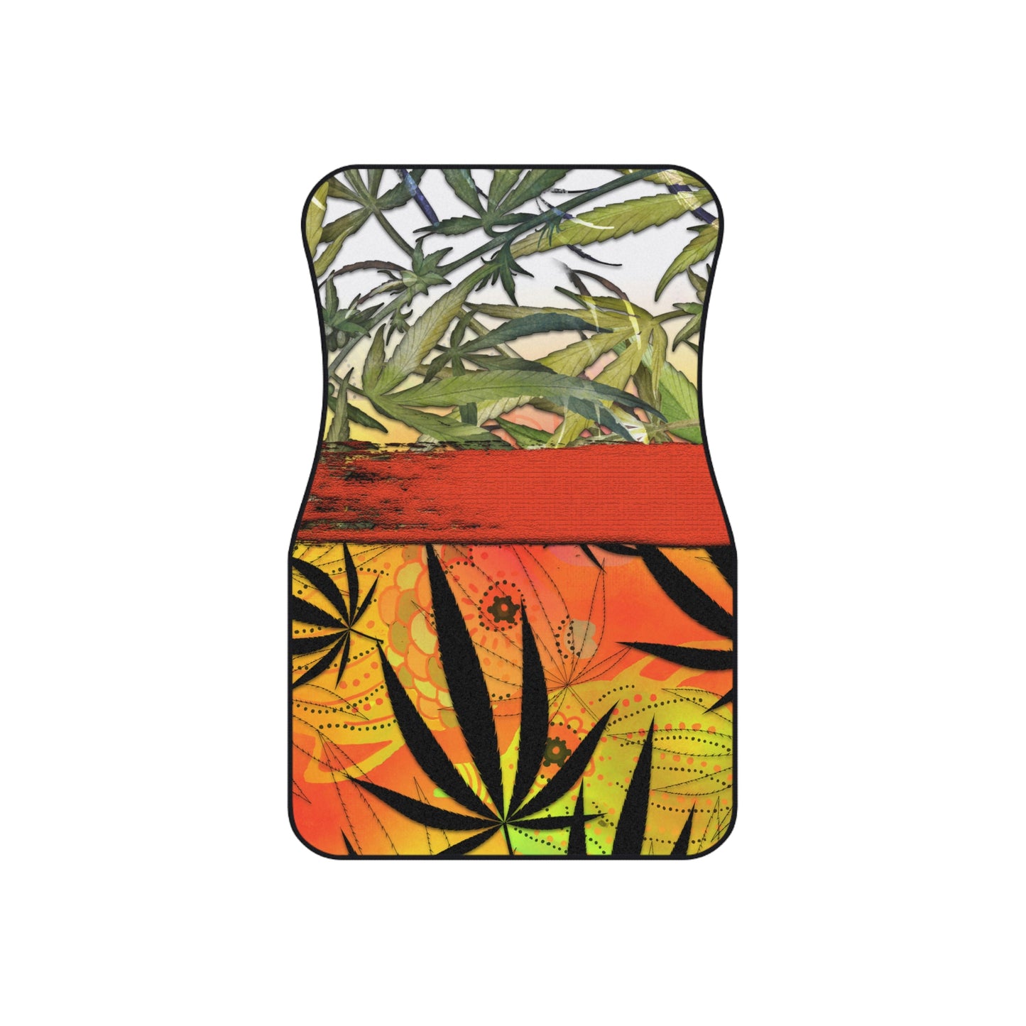 Beautiful Redish Orange Banded Marijuana 420 Pot Weed Leaf Mats (Set of 4)