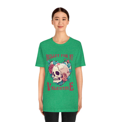 Bullet For My Valentine Skull With Red Roses Unisex Jersey Short Sleeve Tee