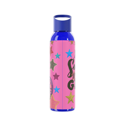 Super Girl Hippie Chic , Wheelchair Purple Background Sky Water Bottle