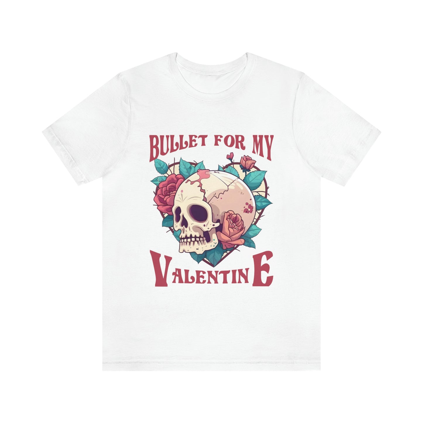 Bullet For My Valentine Skull With Red Roses Unisex Jersey Short Sleeve Tee