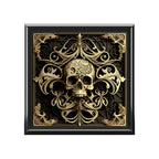 Detailed Silver Metal Style Grey And Black Gothic Skull Jewelry Box Jewelry Box