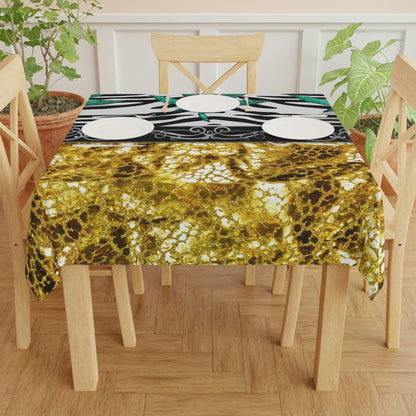 Gold And Zebra White And Black Marijuana Pot Weed Leaf 420 Weed Pot Marijuana Leaf Tablecloth