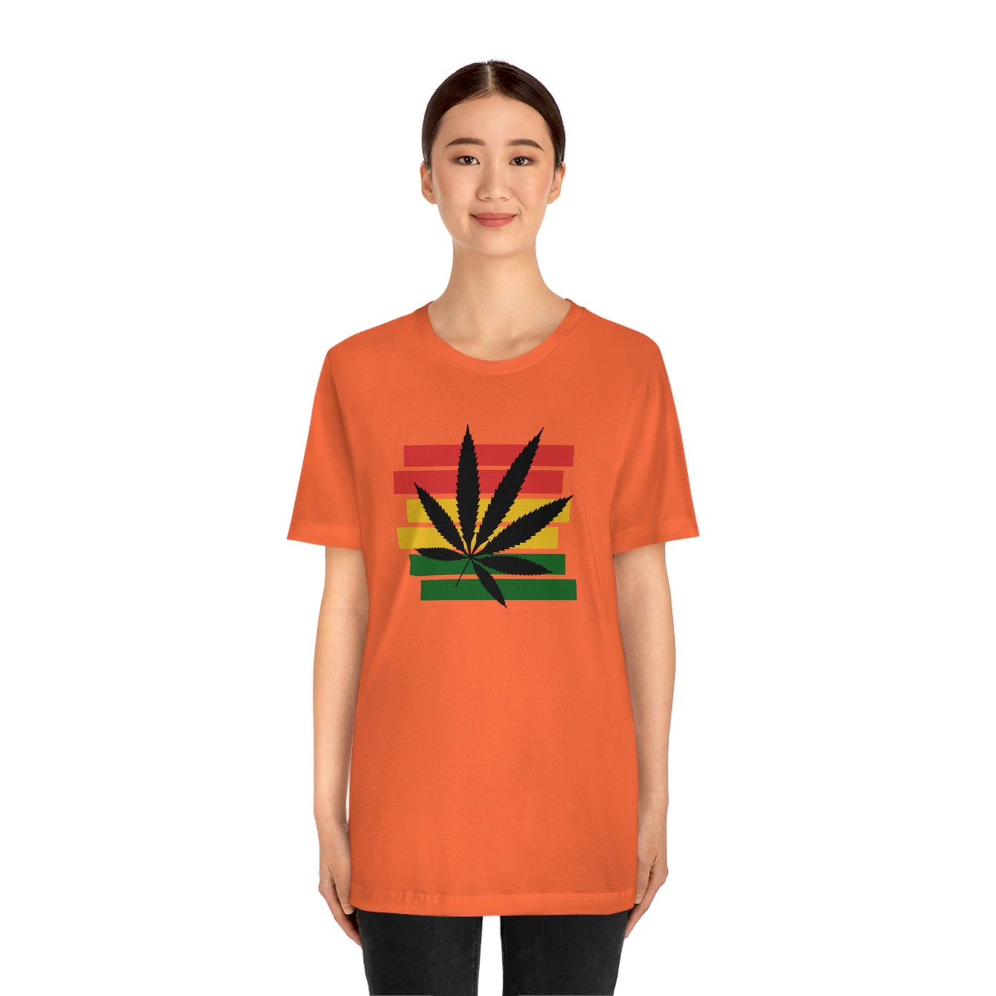 Pot Leaf With Classic Colors, Yellow, Green, Yellow, Unisex Jersey Short Sleeve Tee