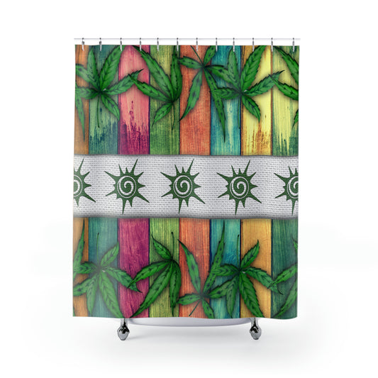Beautiful Multicolored 420 Weed Marijuana Leaf Shower Curtains