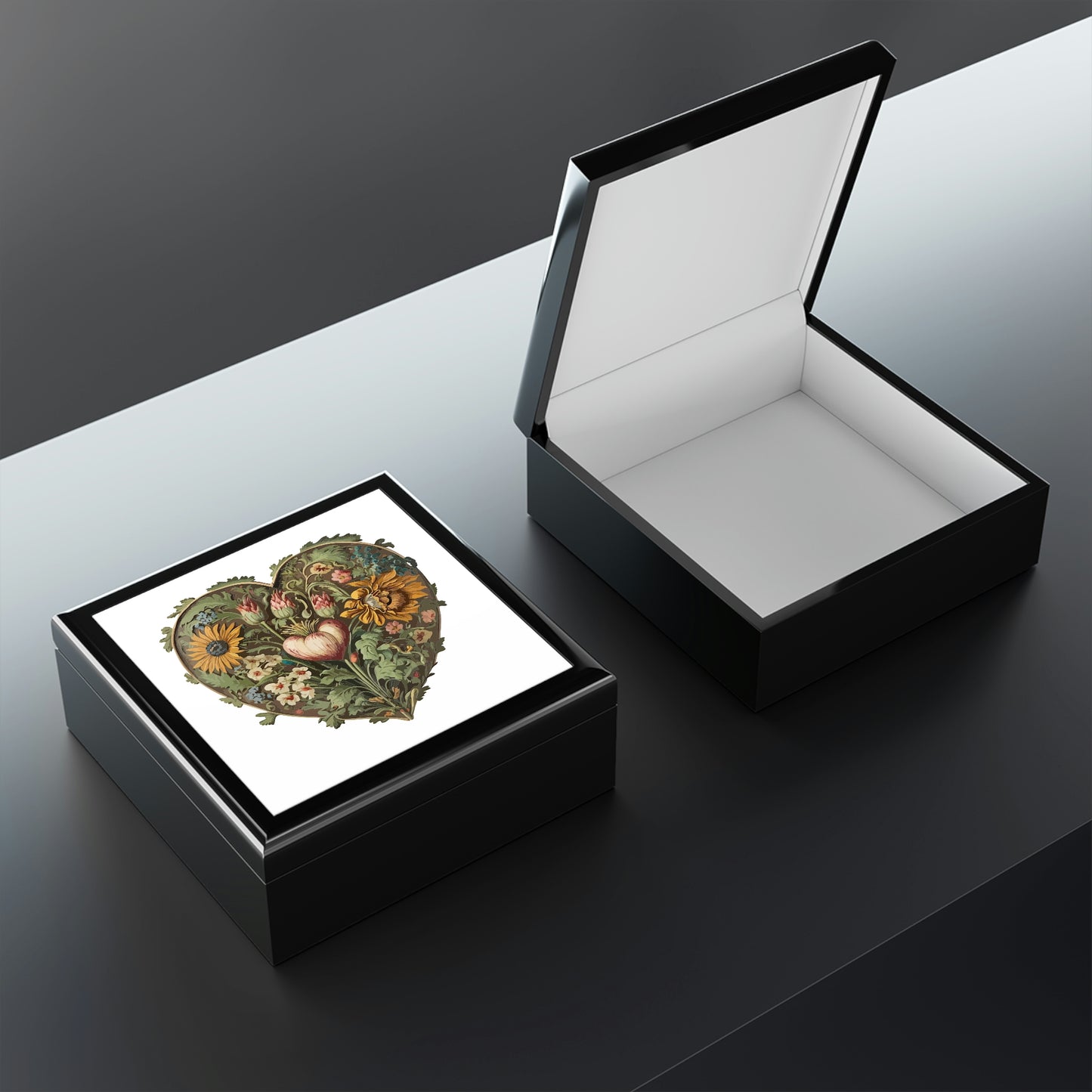 Intricate Hearts by Heron Lake Print 6 Jewelry Box